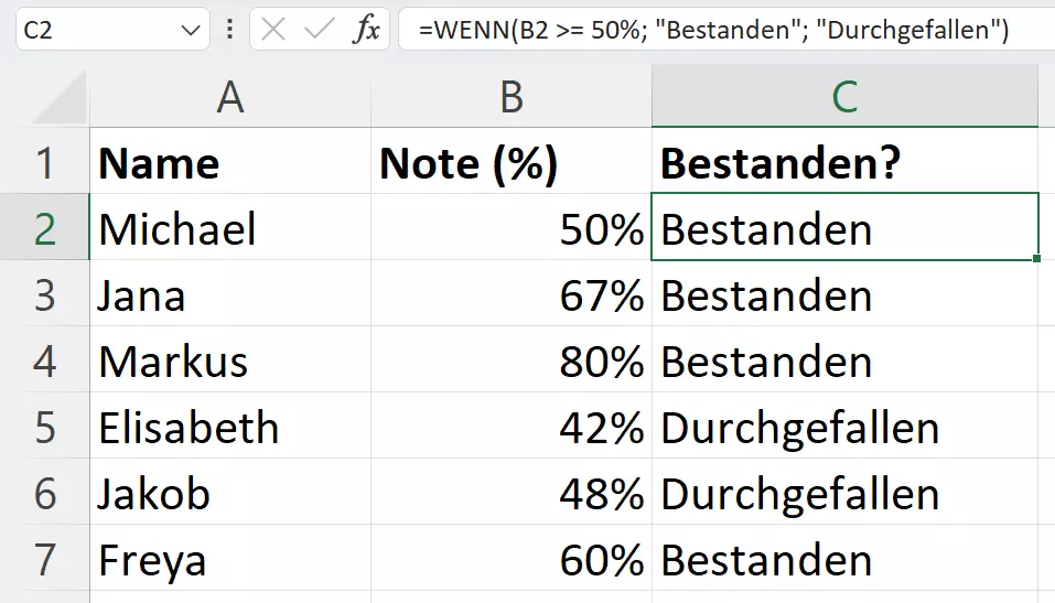 Unterscheidung zwischen bestandenen und nicht bestandenen Prüfungsversuche Unterscheidung zwischen bestandenen und nicht bestandenen Prüfungsversuche