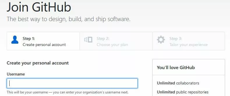 GitHub: Anmeldeformular