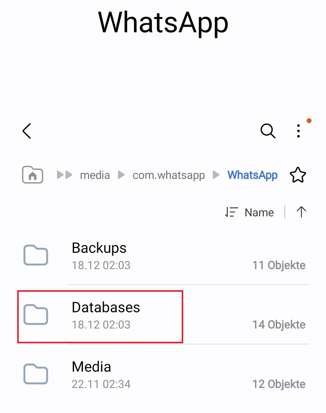 Bild: Lokale Backup-Dateien unter WhatsApp\Databases