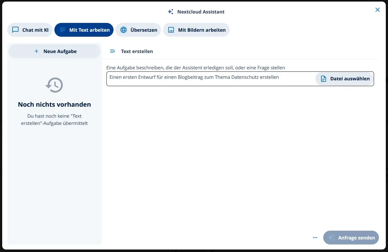 Bild: Nextcloud Workspace: Assistant