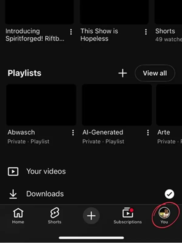 YouTube-App: Profil-Icon in der Menüleiste Bild: YouTube-App: Profil-Icon in der Menüleiste