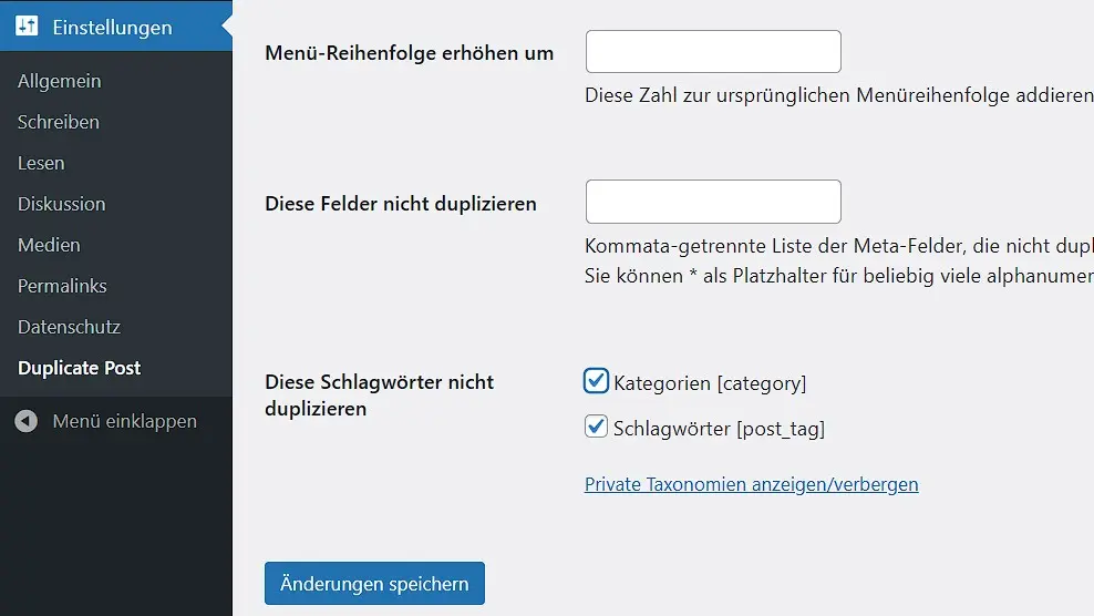 Einstellungen von Yoast Duplicate Post Bild: Einstellungen von Yoast Duplicate Post