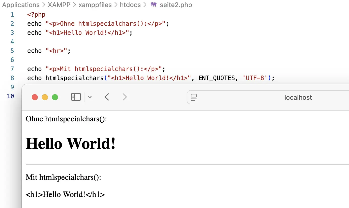 Bild: PHP-Funktion htmlspecialchars()