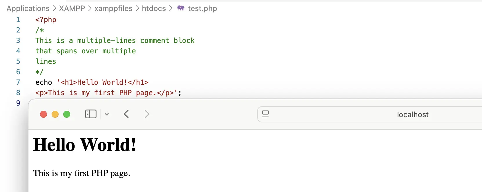 Bild: Beispiel eines mehrzeiligen Kommentars
