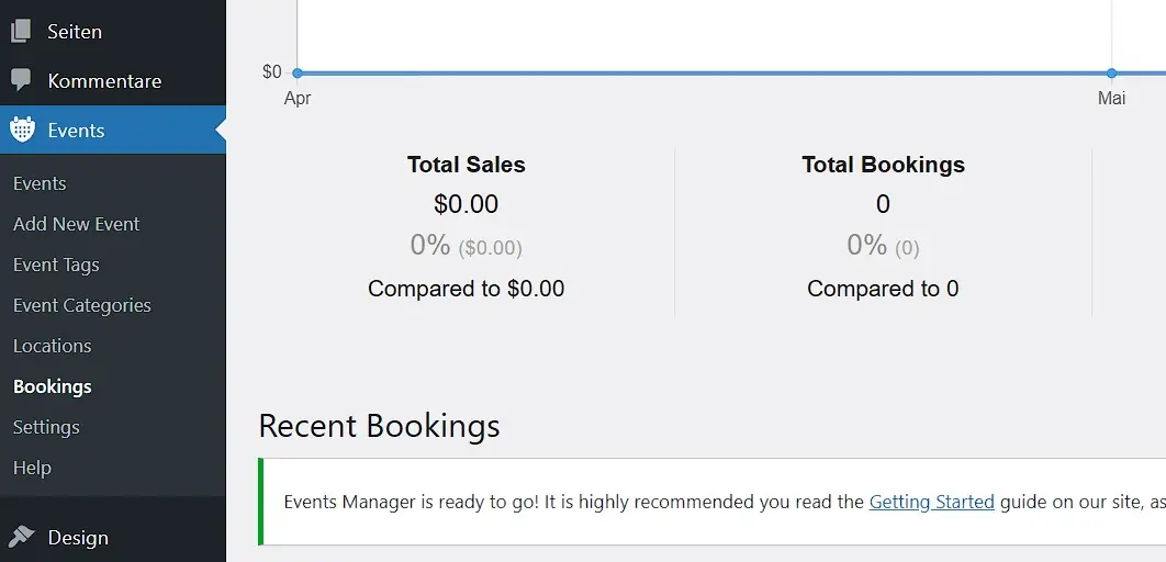 Bild: WordPress-Kalender-Plugin Events Manager im WordPress-Backend