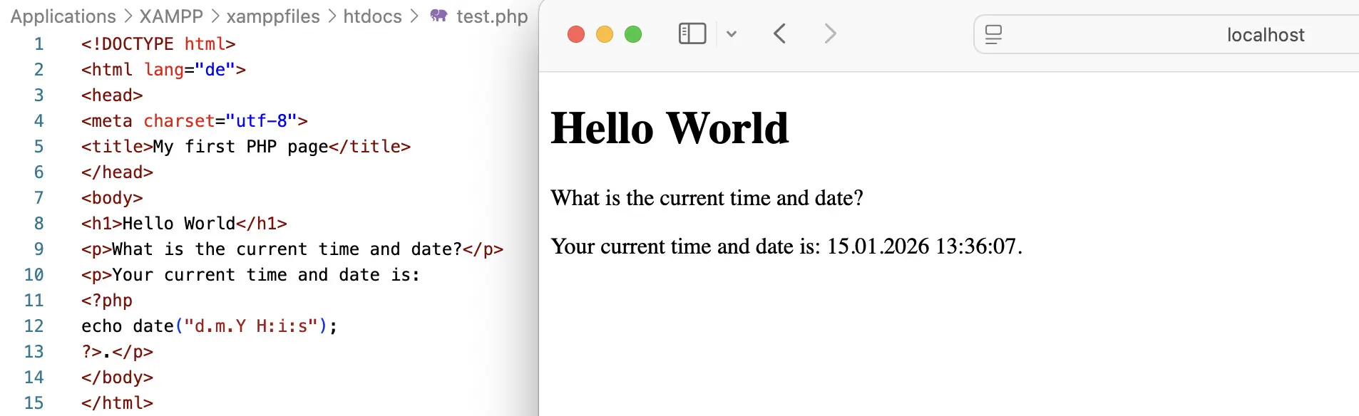 Bild: Integration von PHP in HTML