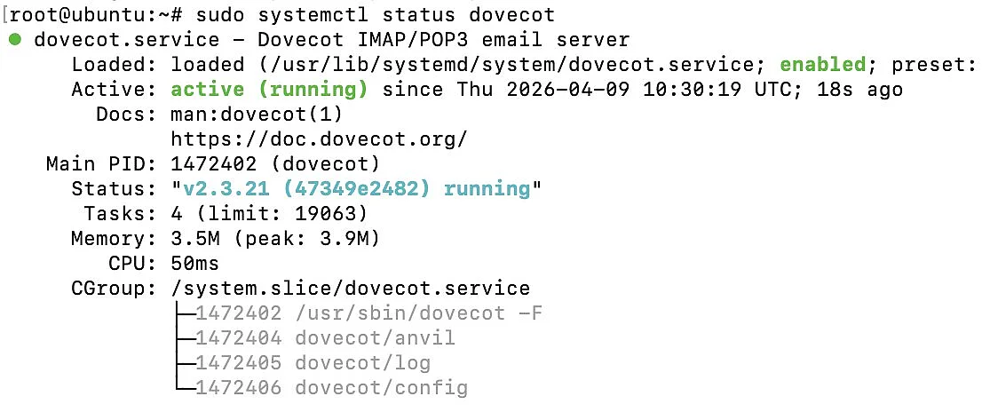 Bild: Status: Dovecot