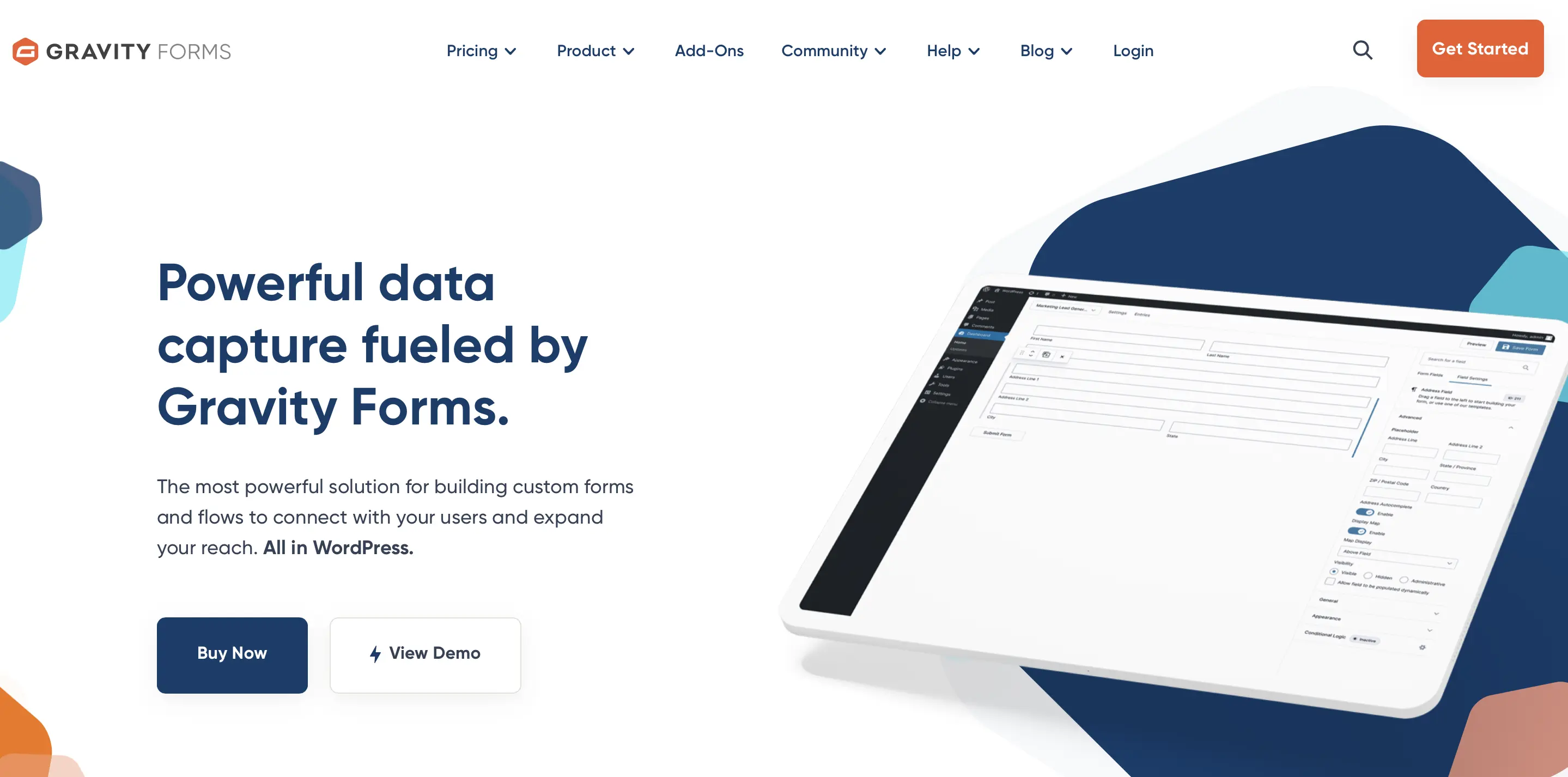 Screenshot der Website des WordPress-Kontaktformular-Plugins Gravity Forms Bild: Screenshot der Website des WordPress-Kontaktformular-Plugins Gravity Forms