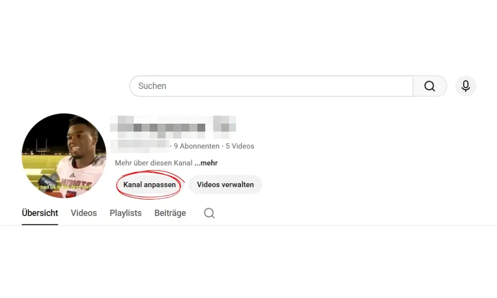 „Kanal anpassen“-Schaltfläche im YouTube-Kanal-Menü Bild: „Kanal anpassen“-Schaltfläche im YouTube-Kanal-Menü