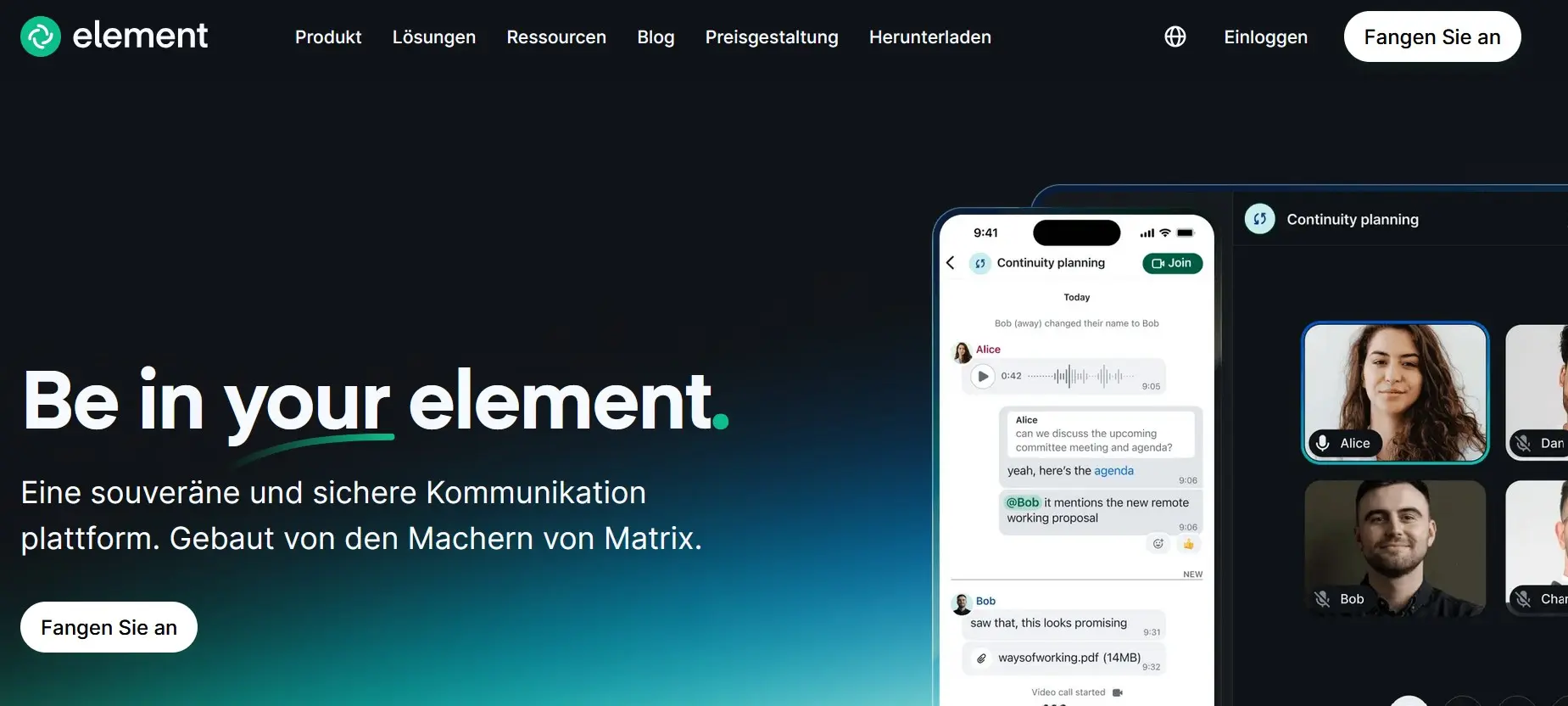 Startseite von Element Bild: Startseite von Element