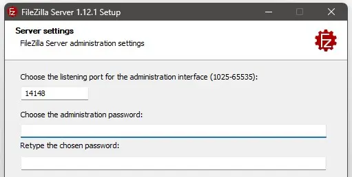 FileZilla Server Settings mit Portnummer Bild: FileZilla Server Settings mit Portnummer