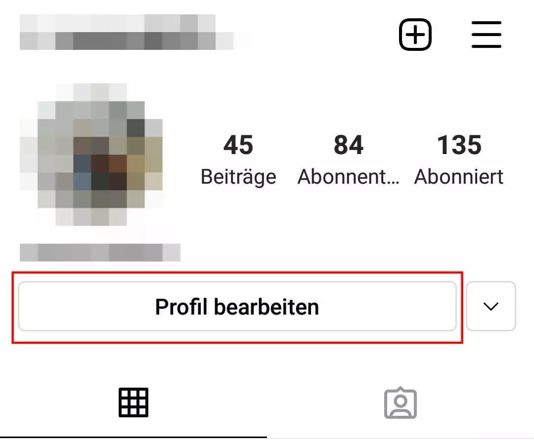 Instagram Profil: Button „Profil bearbeiten“