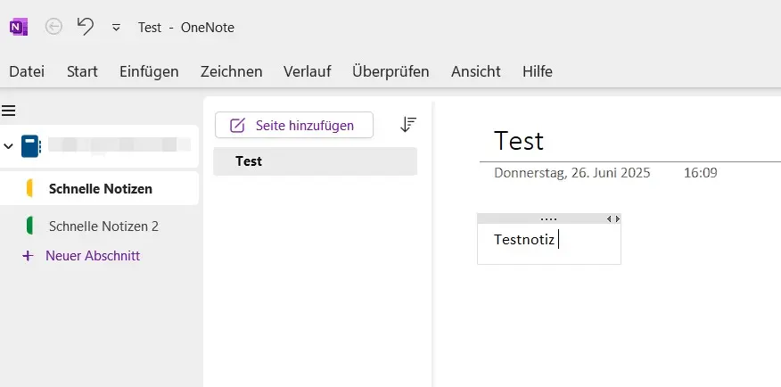 Bild: Screenshot von OneNote