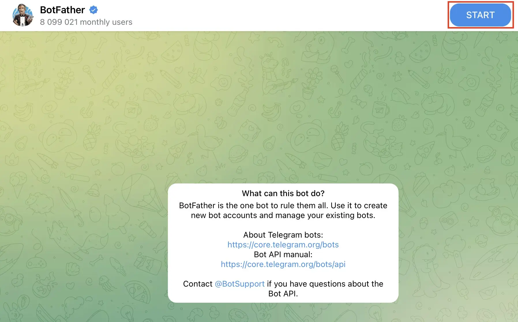 Bild: Telegram BotFather: BotFather starten