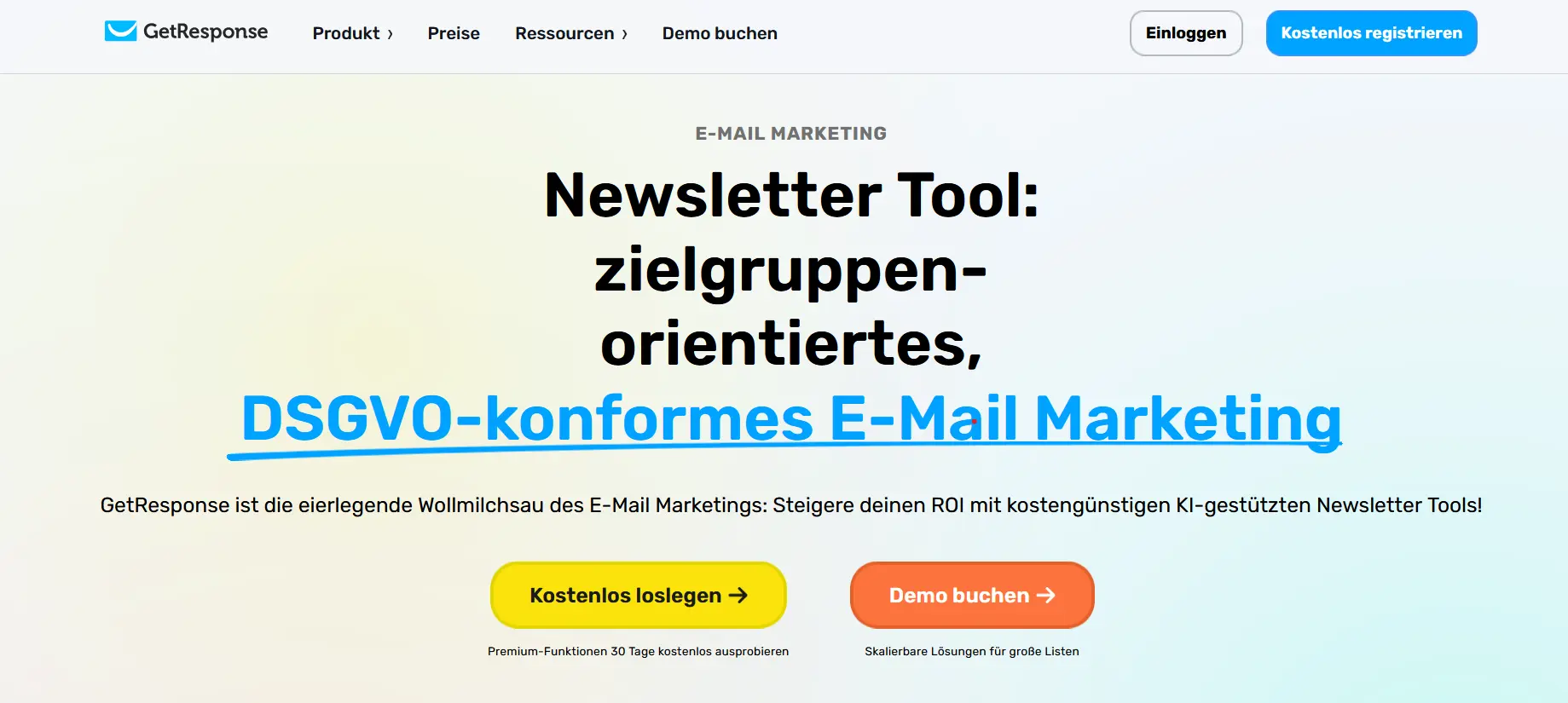 GetResponse-Homepage Bild: GetResponse-Homepage