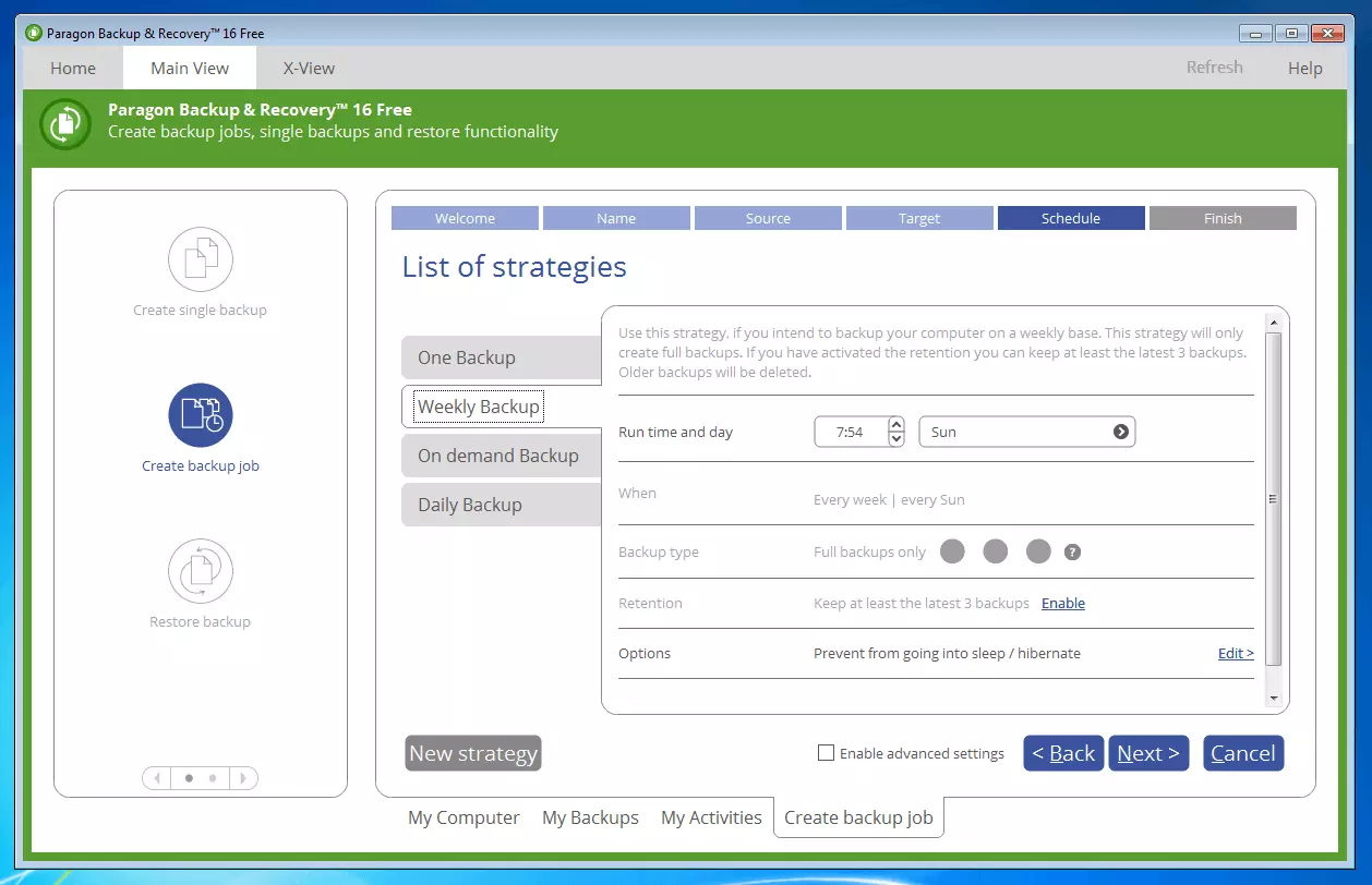 Bild: Paragon Backup & Recovery 16 Free: Backup-Kalenderfunktion