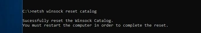 Windows-10-Eingabeaufforderung: Reset des Winsock-Katalogs