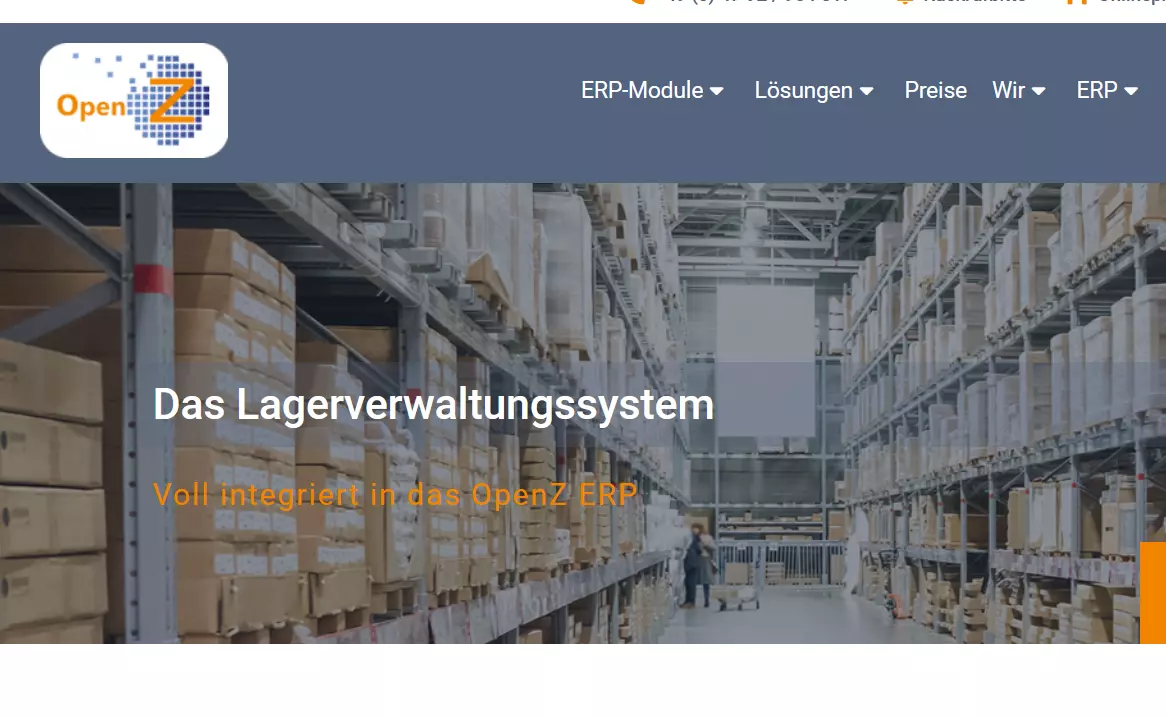 OpenZ-Website: Lagerverwaltungssystem Bild: OpenZ-Website: Lagerverwaltungssystem