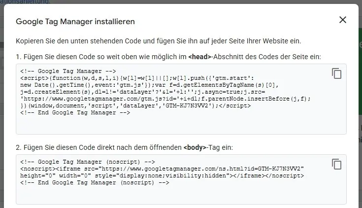 Bild: Google Tag Manager: Container-Code-Snippets für Ihre Website