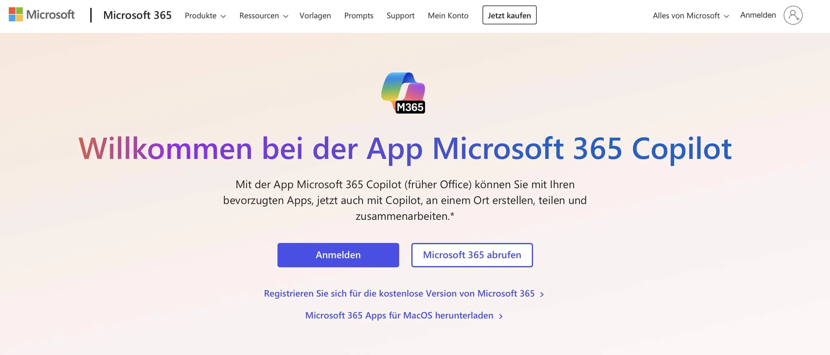 Screenshot der Homepage von Microsoft 365 Bild: Screenshot der Homepage von Microsoft 365