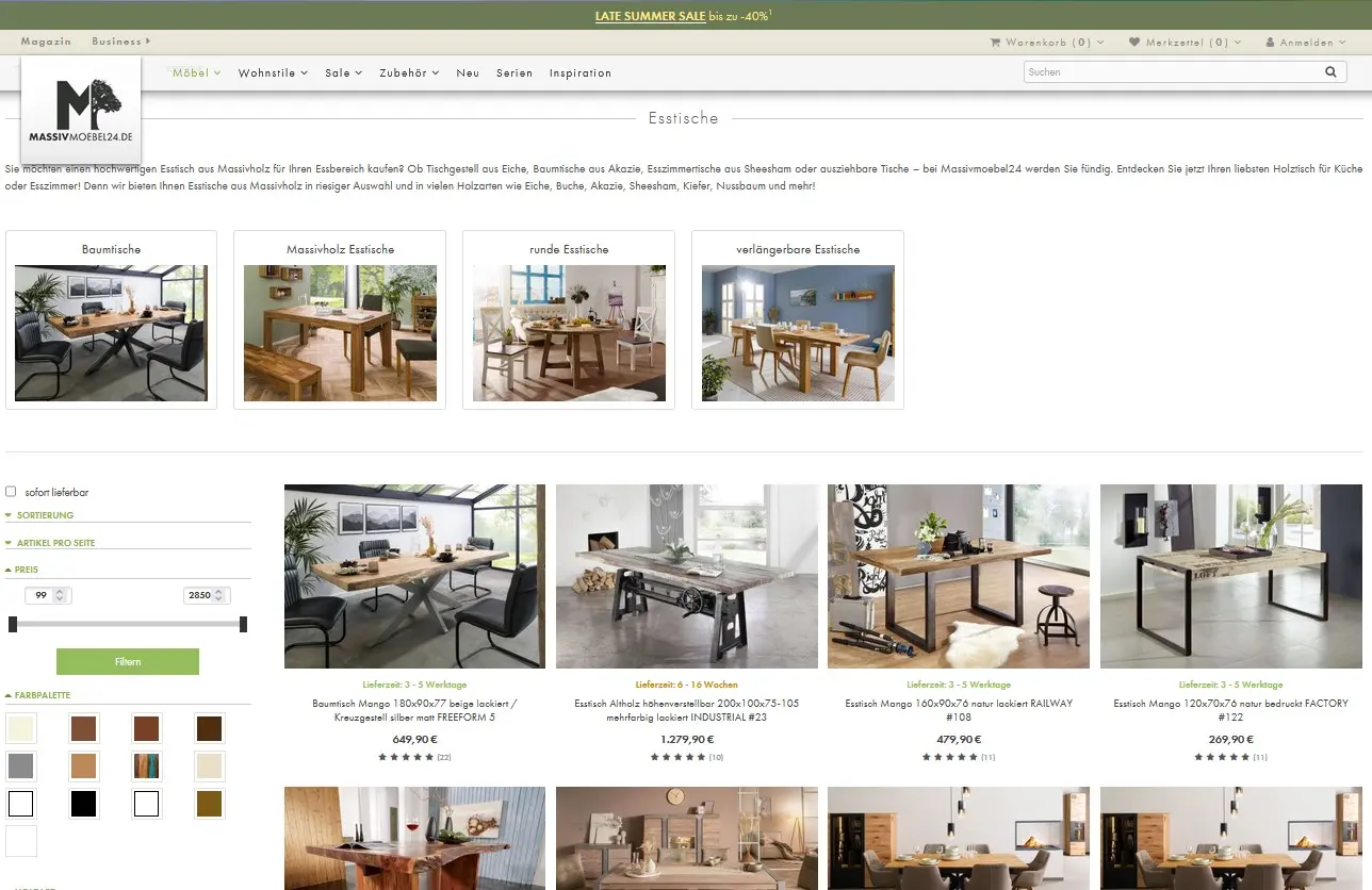 massivmoebel24.de Landingpage Bild: massivmoebel24.de Landingpage