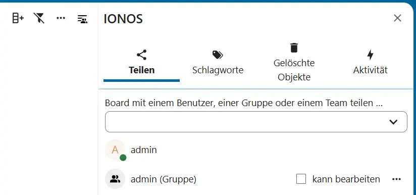 Bild: Board teilen in Nextcloud Deck