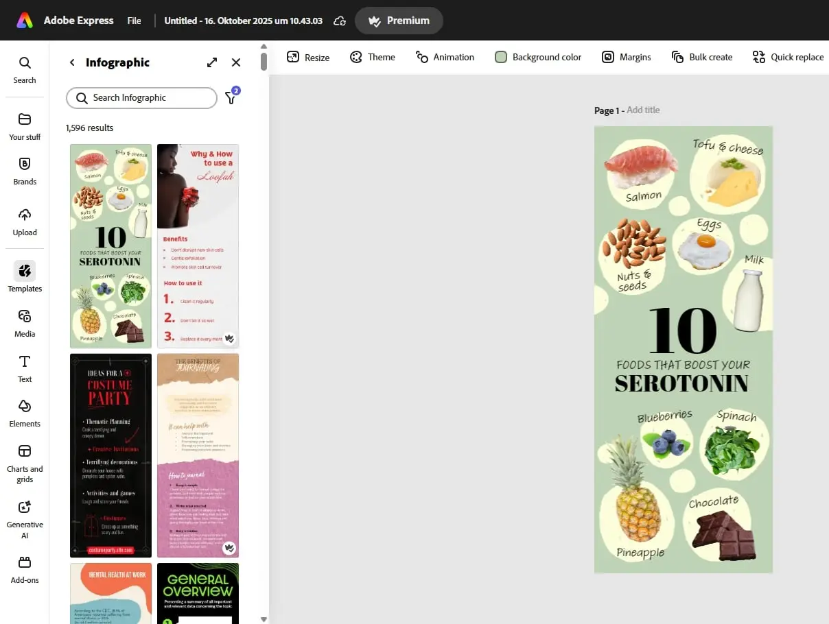 Benutzeroberfläche von Adobe Express Bild: Benutzeroberfläche von Adobe Express