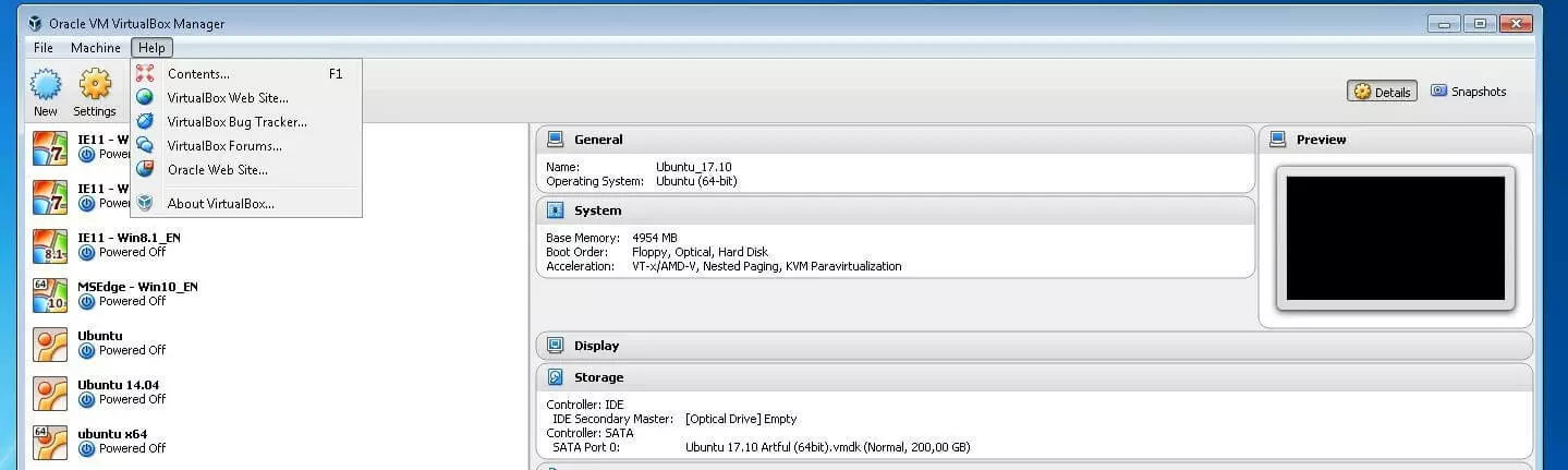 Bild: Oracle VM VirtualBox Manager