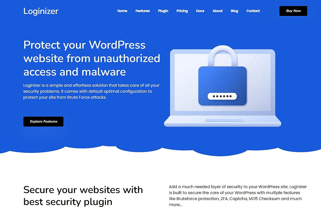 Bild: Screenshot der Loginizer-Homepage