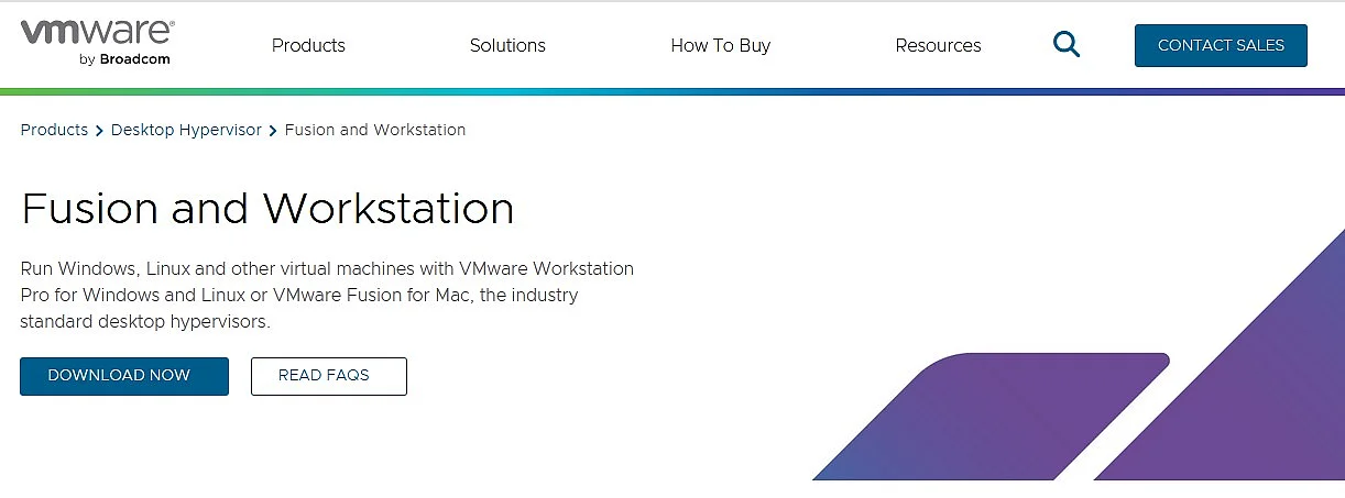 Website-Screenshot VMWare Fusion and Workstation Bild: Website-Screenshot VMWare Fusion and Workstation