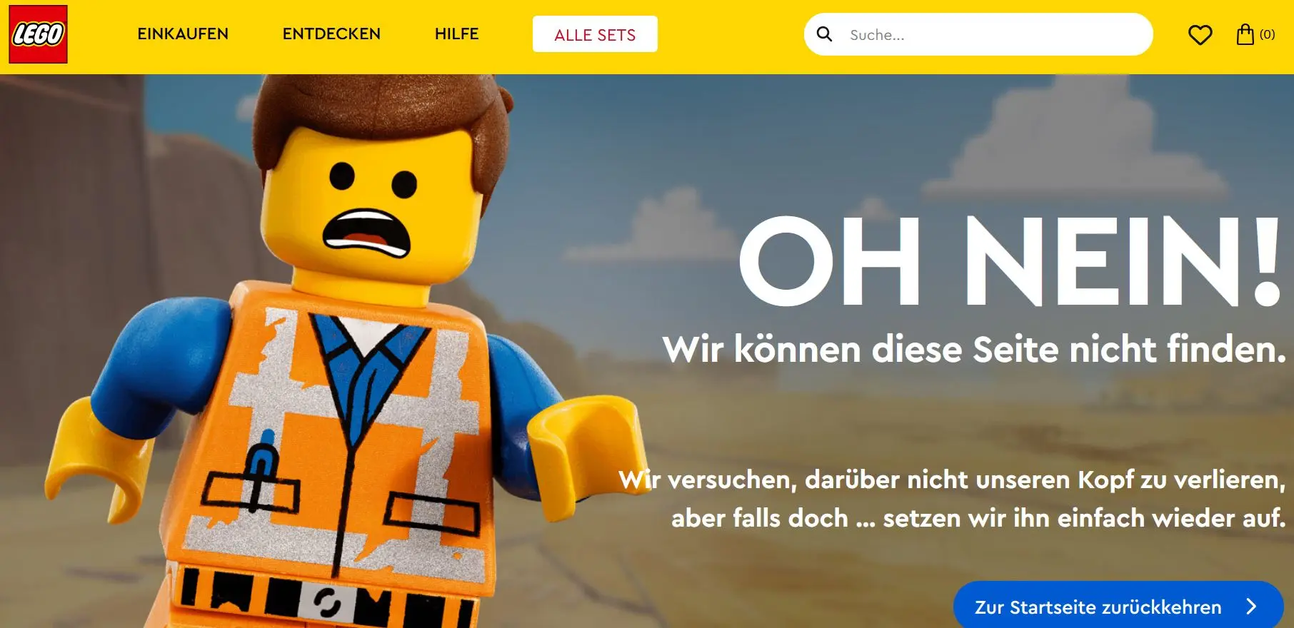 Bild: Lustige 404-Seite von Lego