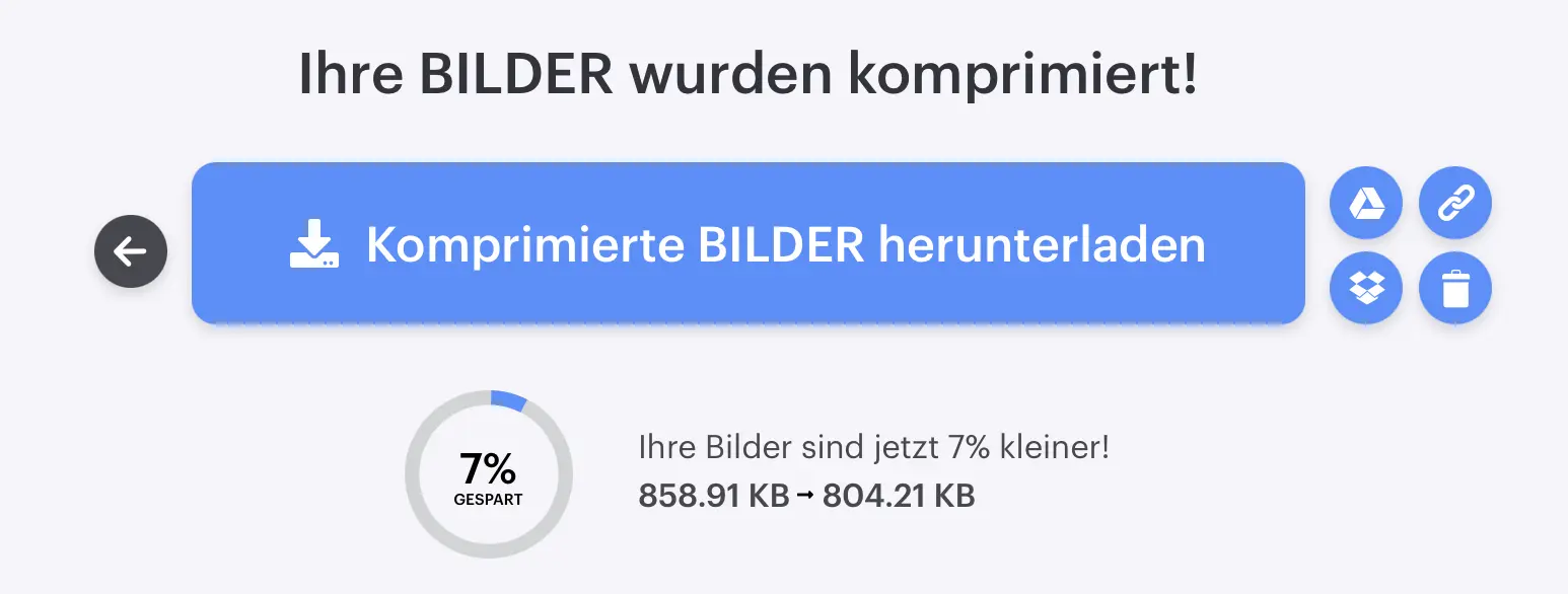 Screenshot der Komprimierung bei iLoveIMG Bild: Screenshot der Komprimierung bei iLoveIMG