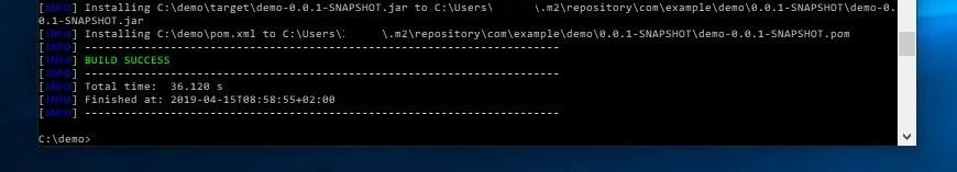 Windows-Eingabeaufforderung: Generieren der JAR-Datei mit Maven