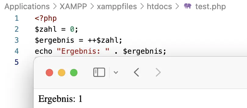 Bild: Pr&auml;-Inkrementierung der Zahl 0