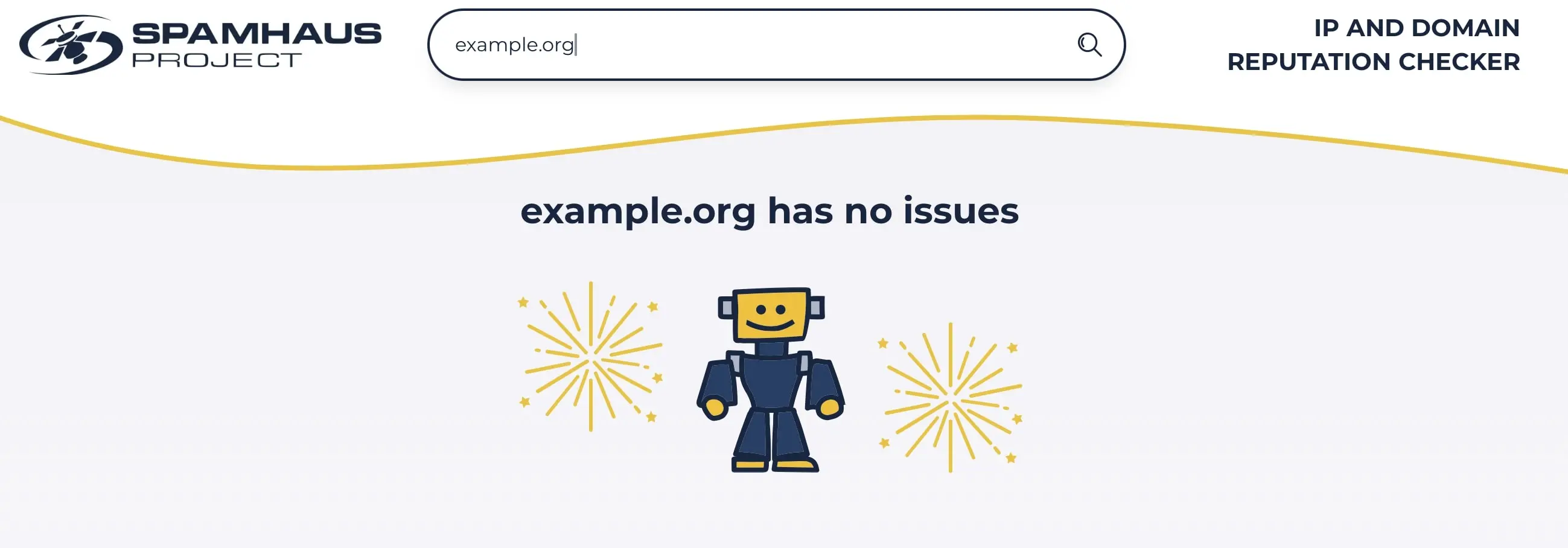 Screenshot des Ergebnisses vom Spamhaus Domain Check Bild: Screenshot des Ergebnisses vom Spamhaus Domain Check