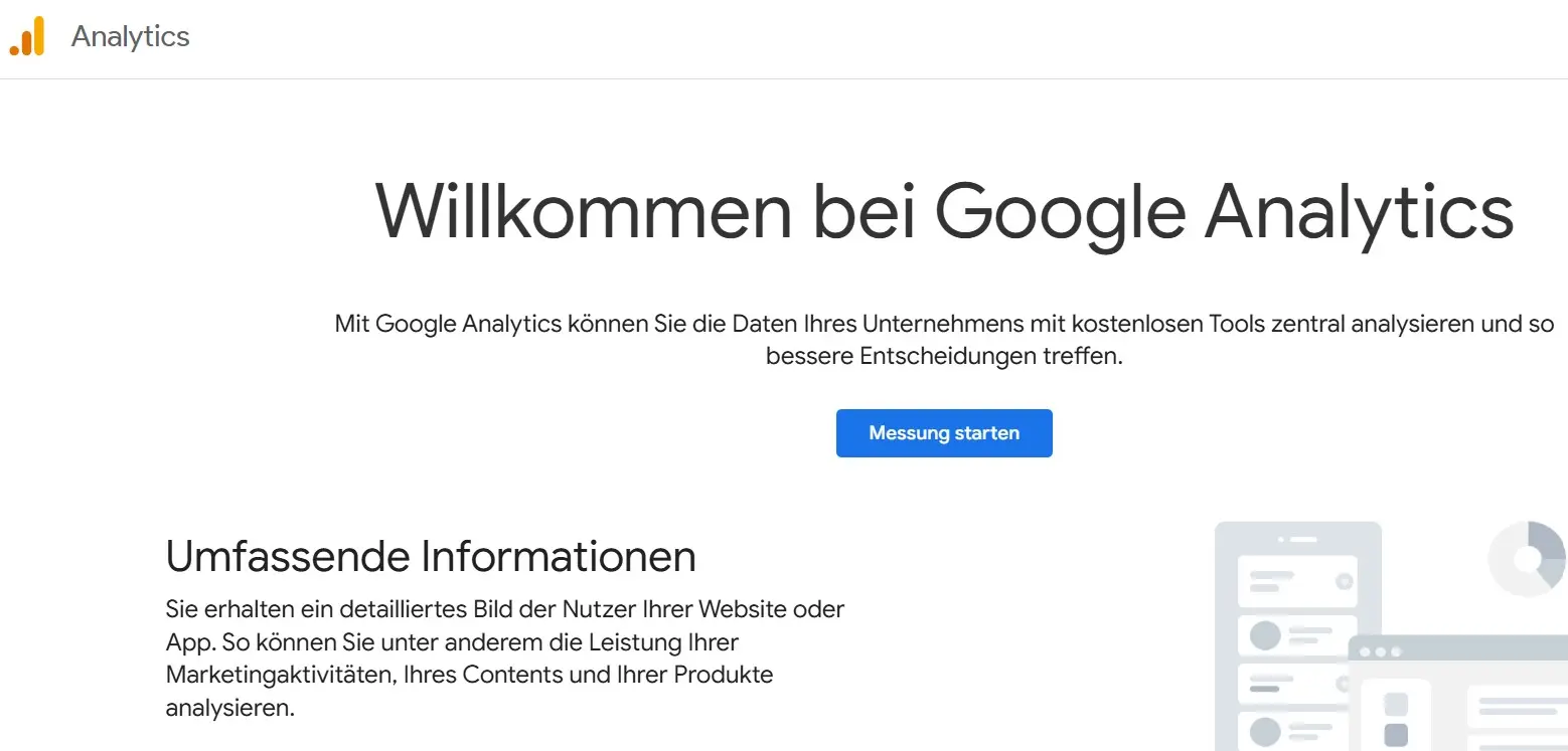 Google Analytics Informationsseite Bild: Google Analytics Informationsseite