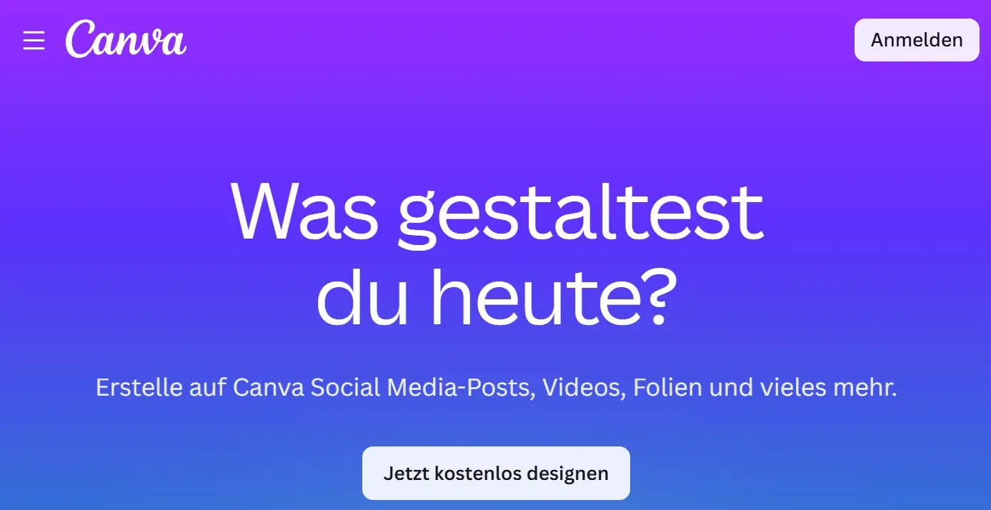 Screenshot von der Canva-Website Bild: Screenshot von der Canva-Website