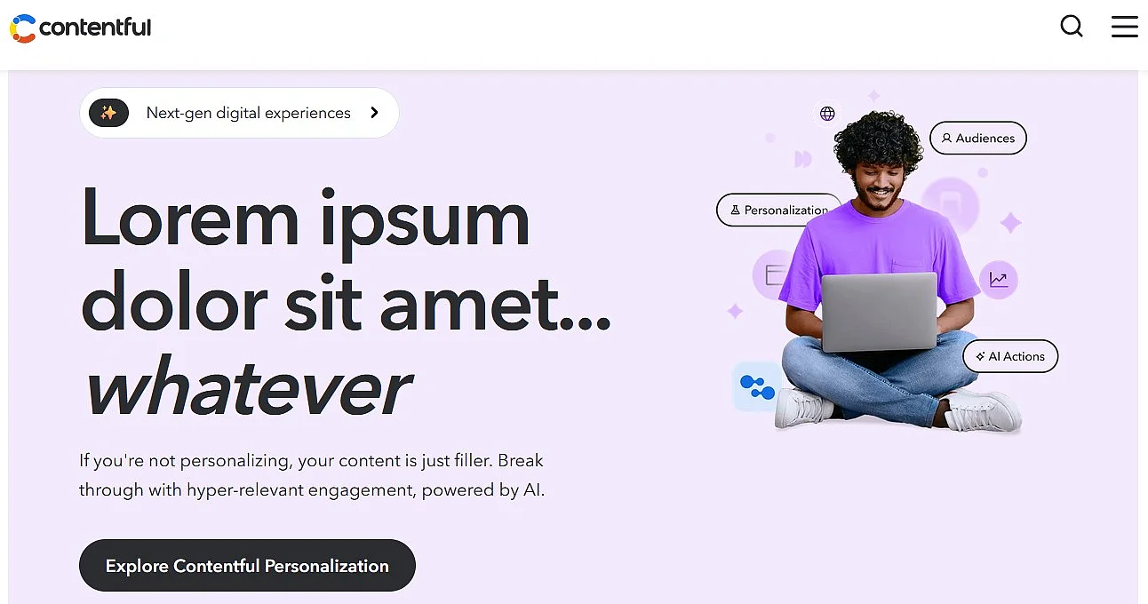 Homepage von Contentful Bild: Homepage von Contentful