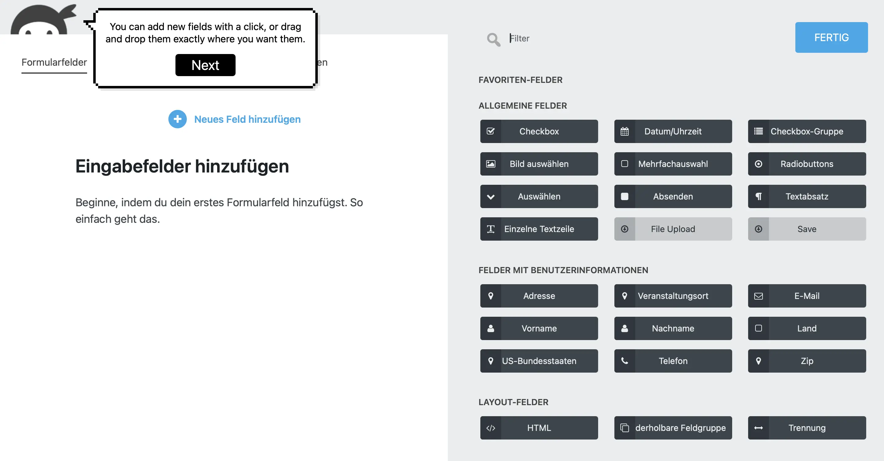Ninja Forms bietet einen leicht zu bedienenden Drag-and-Drop-Editor Bild: Ninja Forms bietet einen leicht zu bedienenden Drag-and-Drop-Editor
