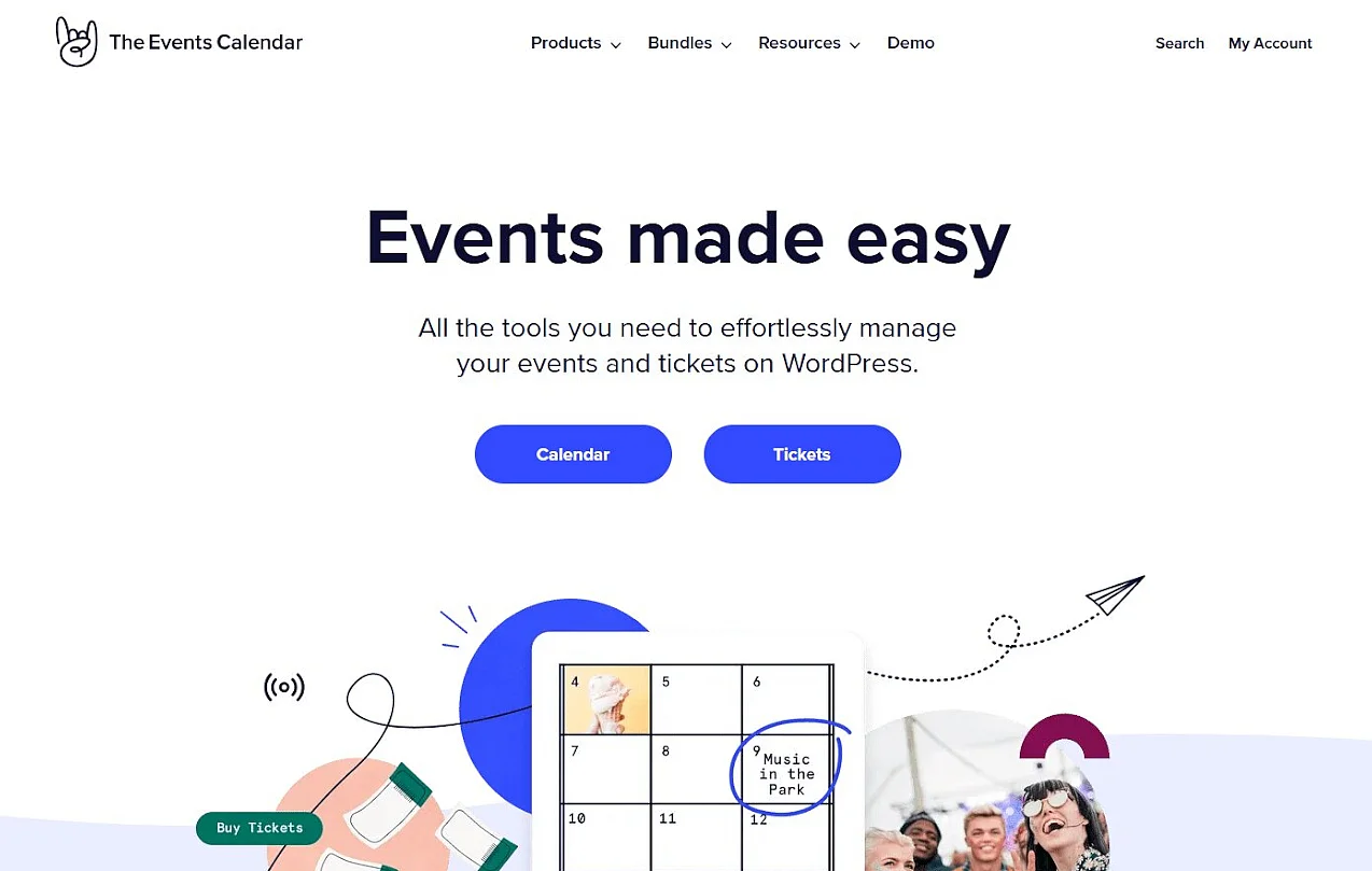 Bild: Screenshot der Website des WordPress-Plugins The Events Calendar