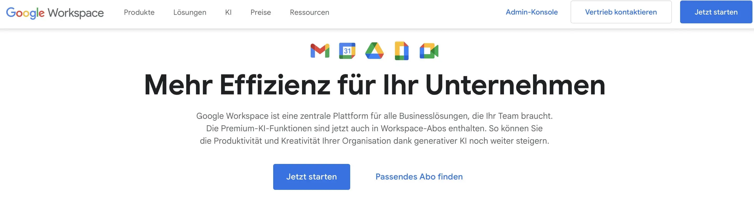 Screenshot der Homepage von Google Workspace Bild: Screenshot der Homepage von Google Workspace