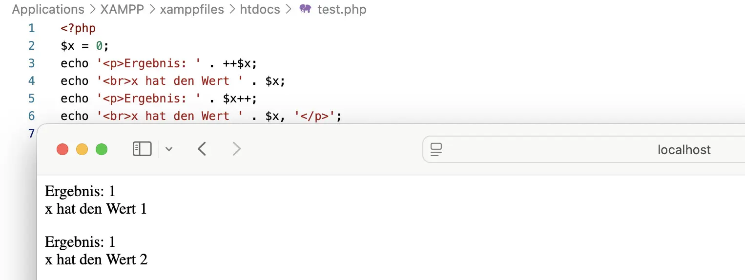 Bild: Der Unterschied zwischen Pr&auml;- und Post-Inkrementierungen
