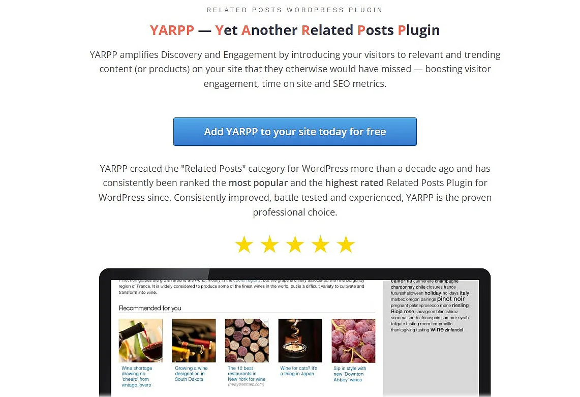 Bild: Offizielle Homepage von Yet Another Related Posts Plugin (YARPP)