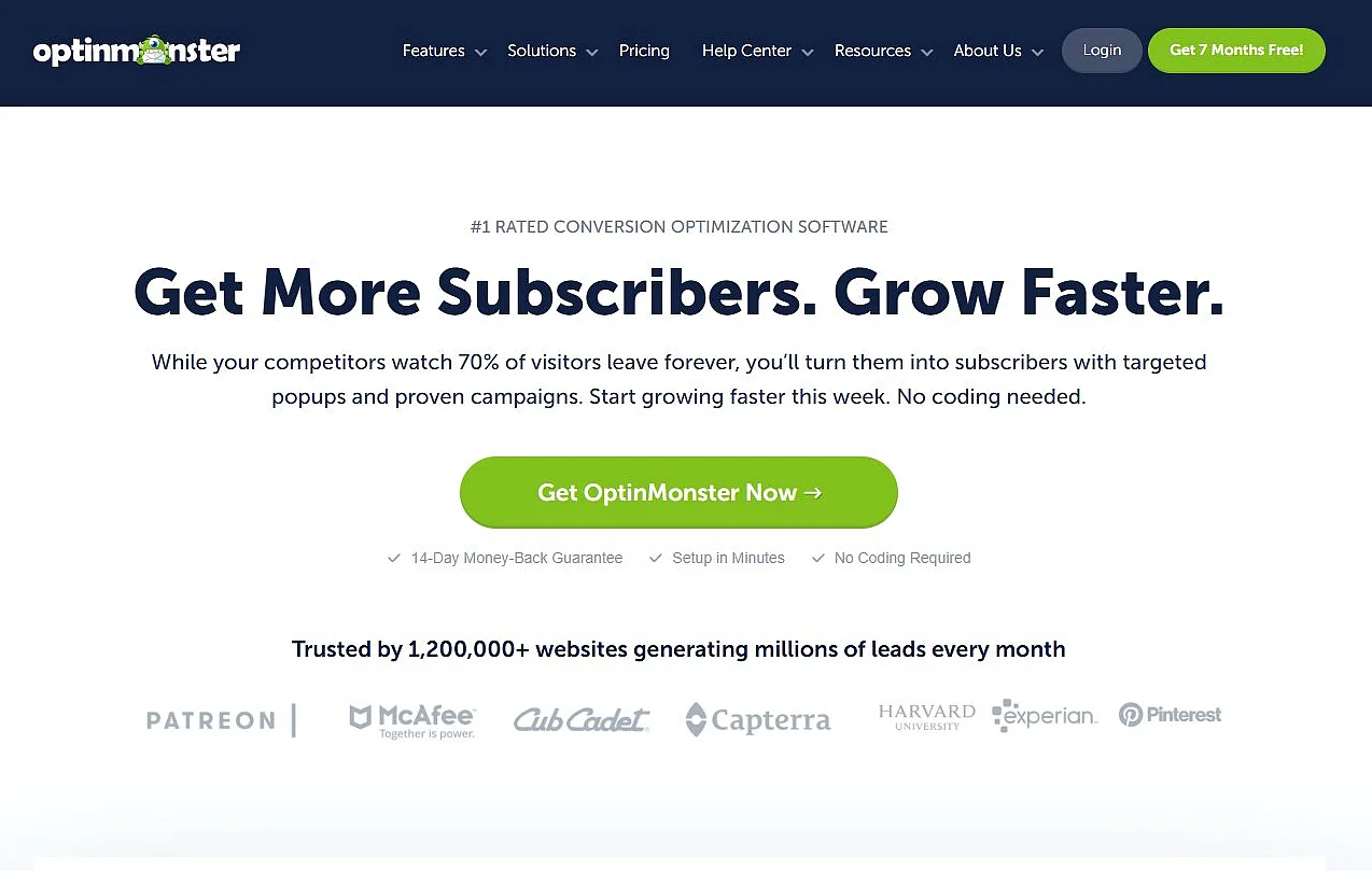 Bild: Homepage des WordPress-Premium-Plugins OptinMonster