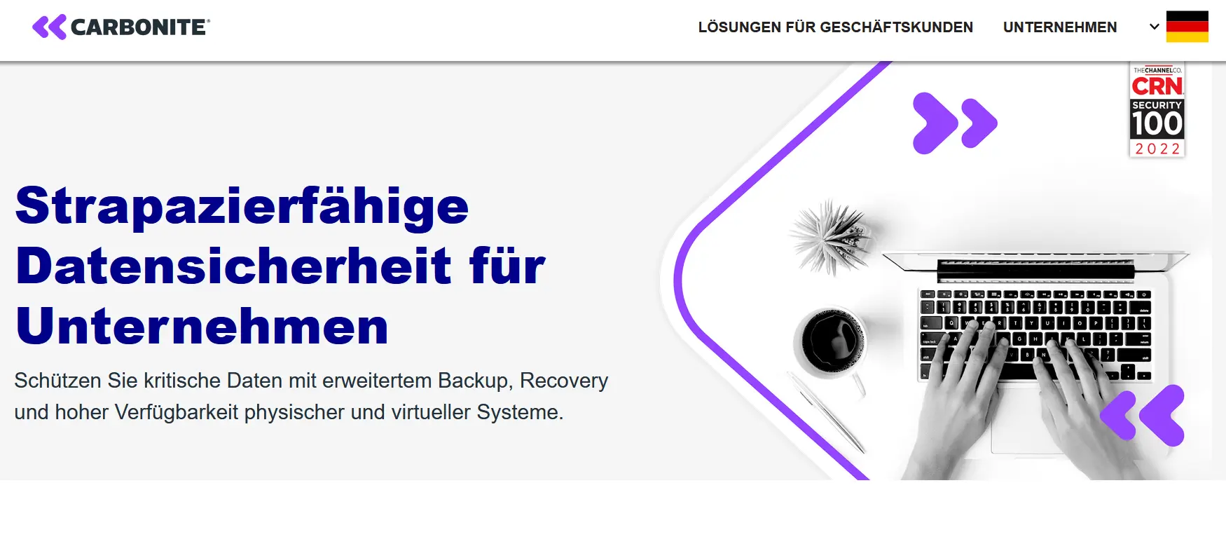 Screenshot der Homepage von Carbonite Bild: Screenshot der Homepage von Carbonite