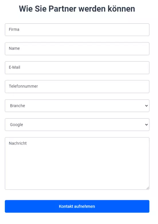 Bild: Standard-Kontaktformular für Lead-Generierung und Kundenservice