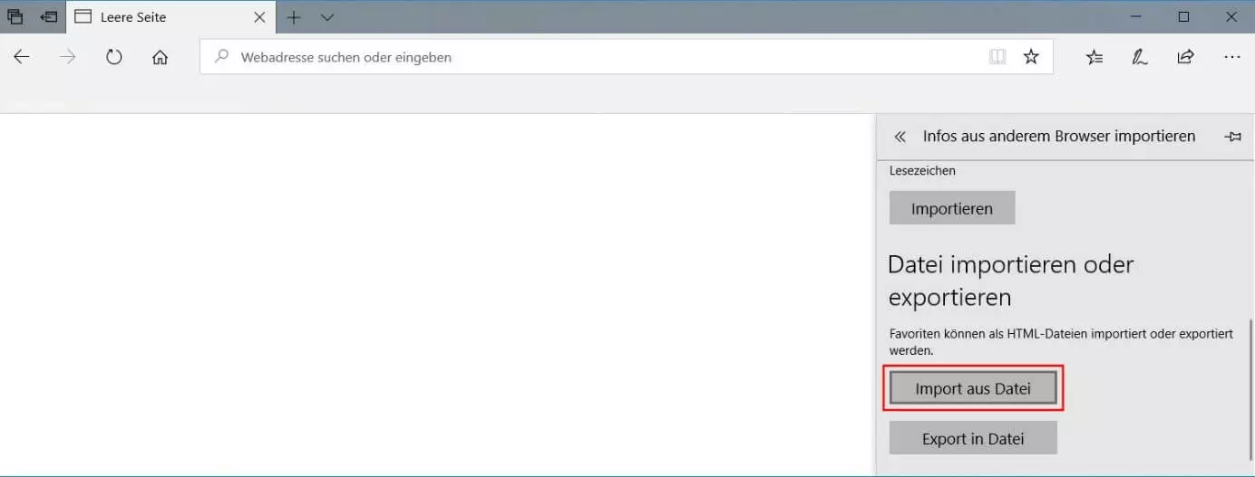 Edge: „Import aus Datei“-Button