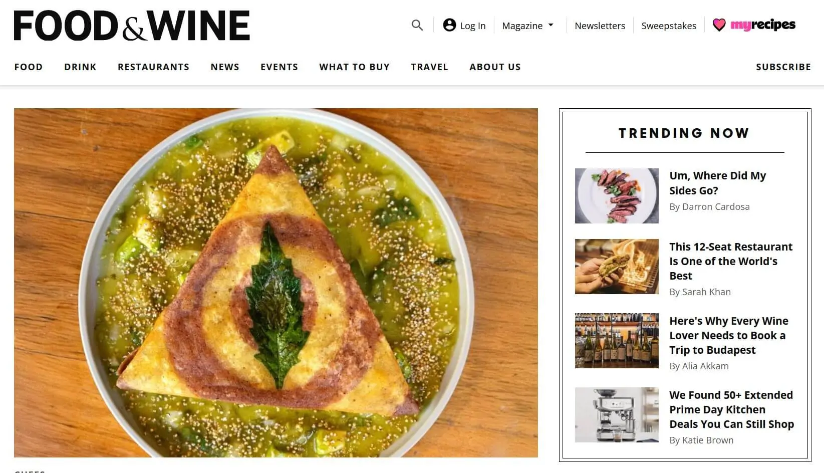 Screenshot von der Website Food & Wine Bild: Screenshot von der Website Food & Wine