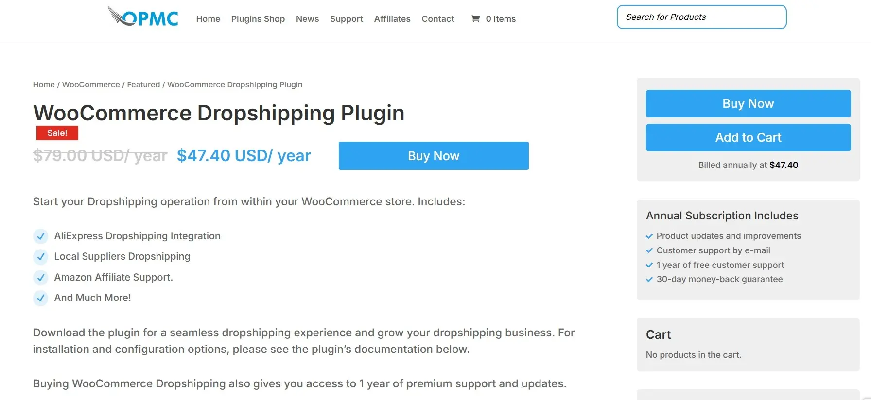 Bild: Website zum Plugin WooCommerce Dropshipping-by-OPMC