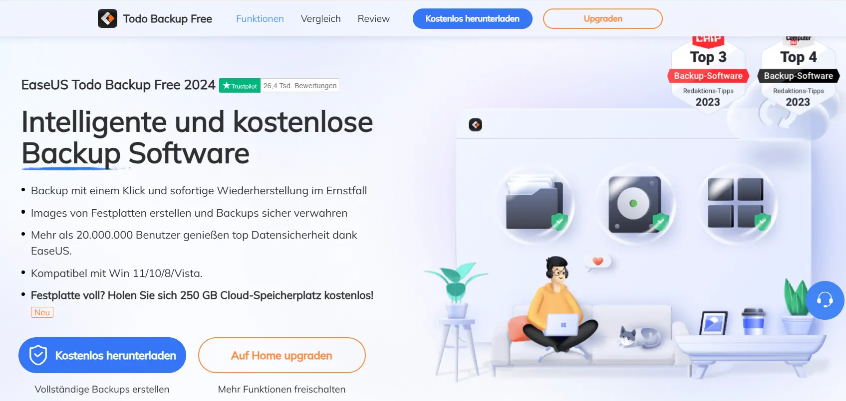 Screenshot der EaseUS Todo Backup Free Website Bild: Screenshot der EaseUS Todo Backup Free Website